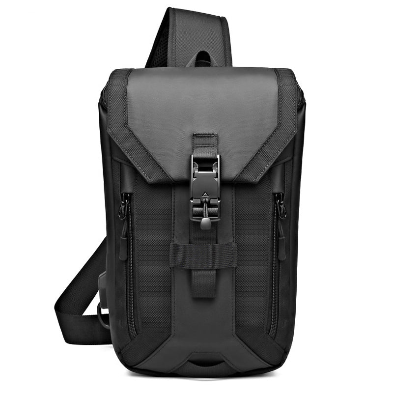 OZUKO 9334 Oxford Cloth USB Port Men's Chest Bag Travel Crossbody Bag Daypack - Black OZUKO 9334 Oxford Cloth USB Port Men's Chest Bag Travel Crossbody Bag Daypack - Black